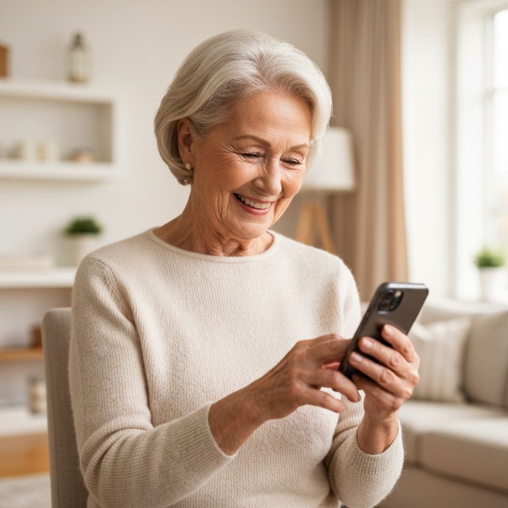 Senior using technology